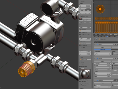 Heating Water Pump with Fittings Modèle 3D