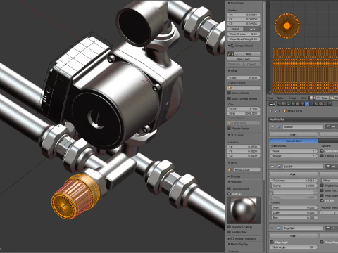 Bomba de &aacute;gua de aquecimento com acess&oacute;rios Modelo 3D