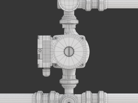 Heating Water Pump with Fittings Modèle 3D