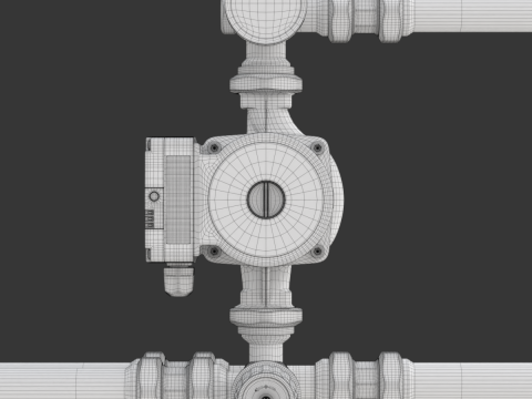 Heating Water Pump with Fittings Modèle 3D