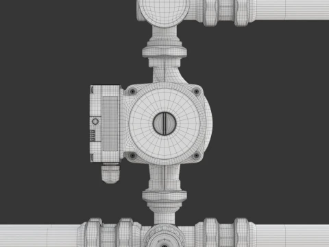 Bomba de &aacute;gua de aquecimento com acess&oacute;rios Modelo 3D