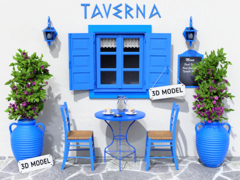 Greek Taverna Terrace 3D Model