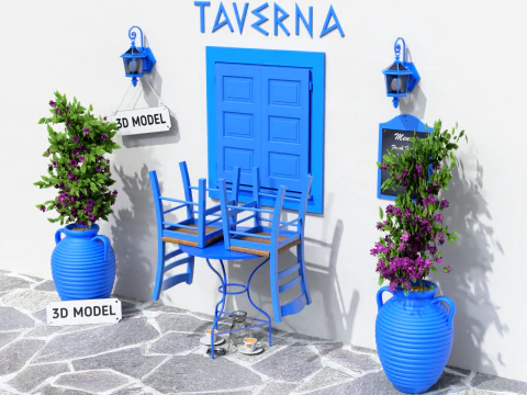 Greek Taverna Terrace 3D Model
