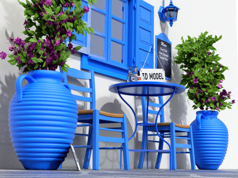 Greek Taverna Terrace Modello 3D