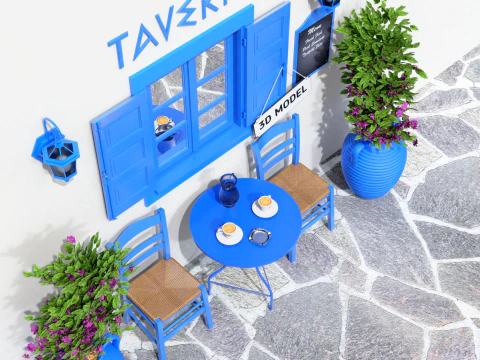 Greek Taverna Terrace 3D Model