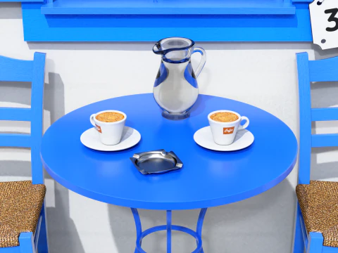 Greek Taverna Terrace 3D Model
