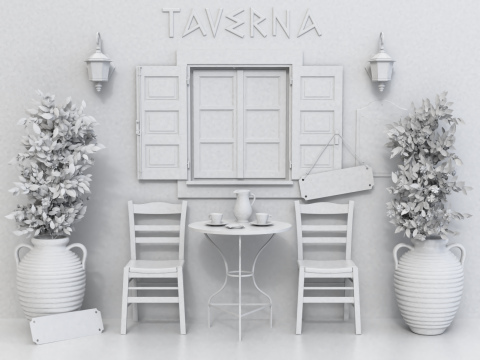Greek Taverna Terrace Modello 3D