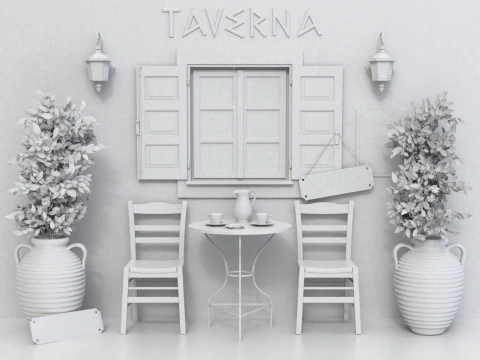 Greek Taverna Terrace 3D Model