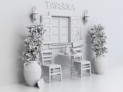 Greek Taverna Terrace Modello 3D
