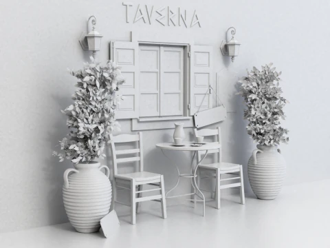 Greek Taverna Terrace 3D Model