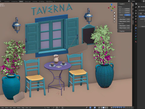 Greek Taverna Terrace 3D Model