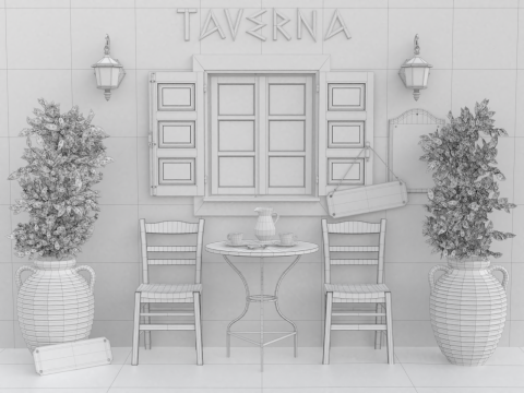 Greek Taverna Terrace Modello 3D