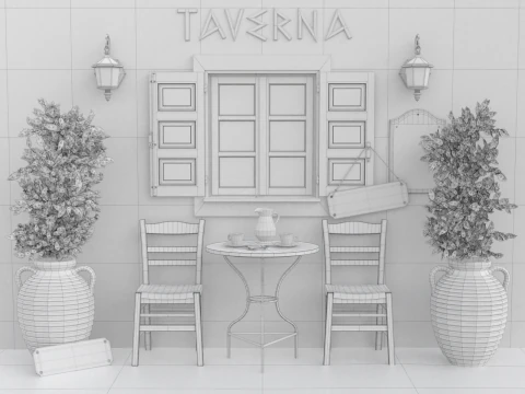 Greek Taverna Terrace 3D Model