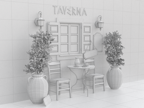 Greek Taverna Terrace Modello 3D