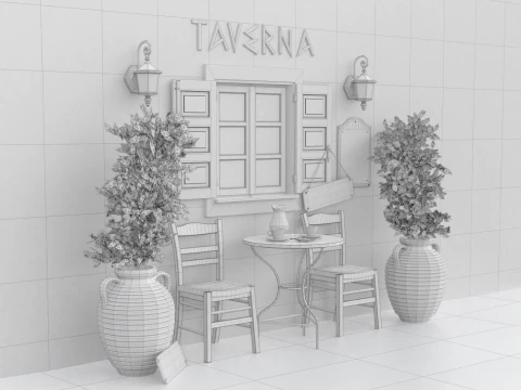 Greek Taverna Terrace 3D Model