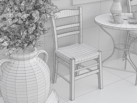 Greek Taverna Terrace 3D Model