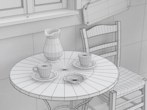 Greek Taverna Terrace 3D Model