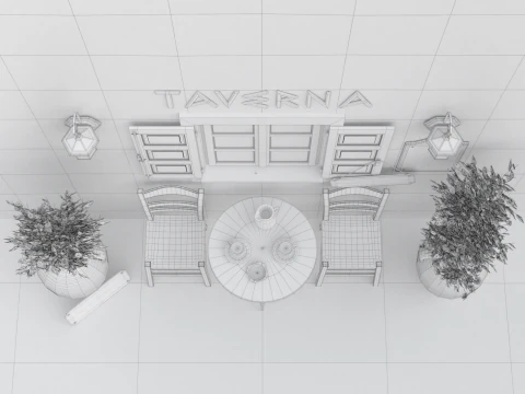 Greek Taverna Terrace 3D Model