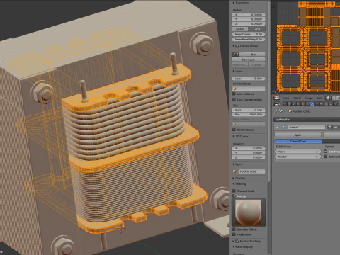 变压器壳型 3D 模型