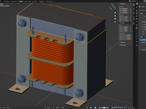 变压器壳型 3D 模型