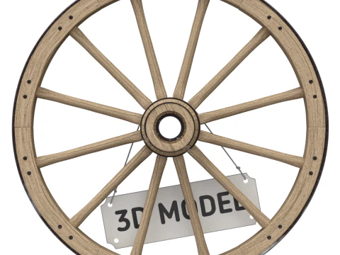 Vintage Wood Wheel 3D Model