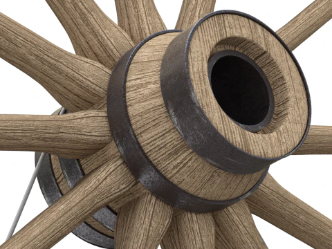 Vintage Wood Wheel 3D Model