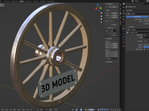 Vintage Wood Wheel 3D Model