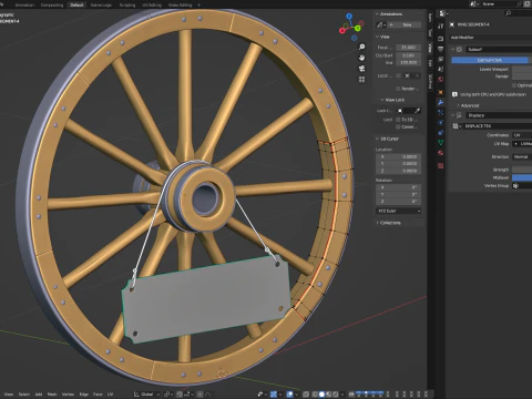 Vintage Wood Wheel 3D Model
