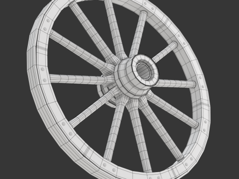 Vintage Wood Wheel Modèle 3D