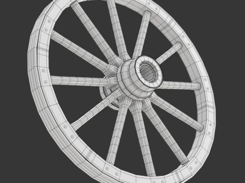 Vintage Wood Wheel 3D Model