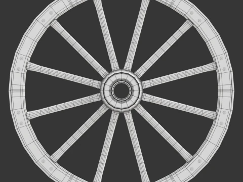 Vintage Wood Wheel 3D Model