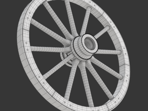 Vintage Wood Wheel Modèle 3D