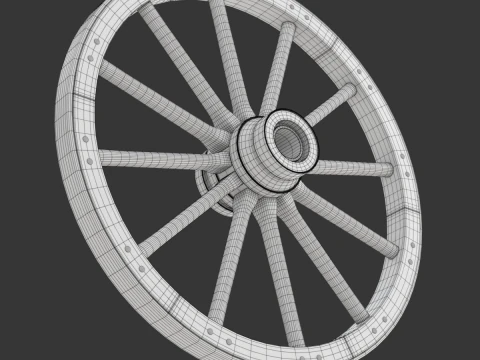Vintage Wood Wheel 3D Model