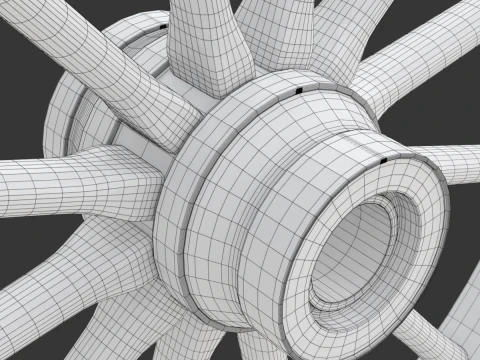 Vintage Wood Wheel 3D Model
