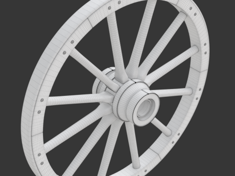 Vintage Wood Wheel Modèle 3D