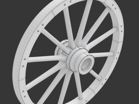 Vintage Wood Wheel 3D Model