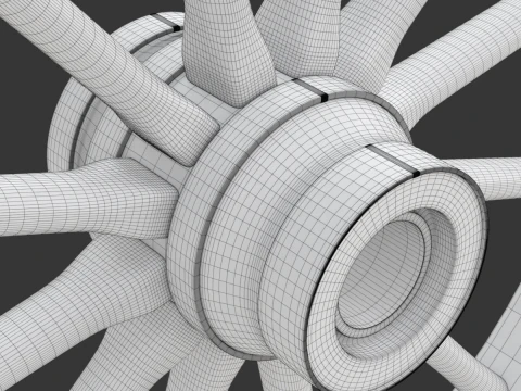 Vintage Wood Wheel 3D Model