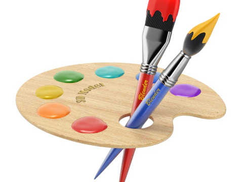 Palette d'artiste en bois Modèle 3D