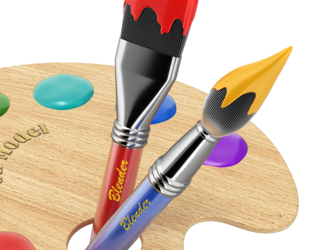 Wooden Artist Palette Modèle 3D