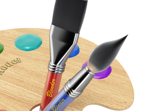Wooden Artist Palette Modèle 3D