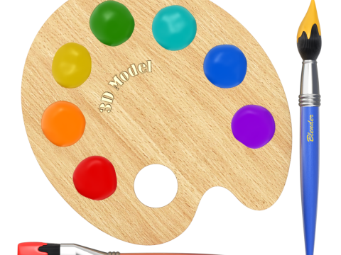 Wooden Artist Palette Modèle 3D