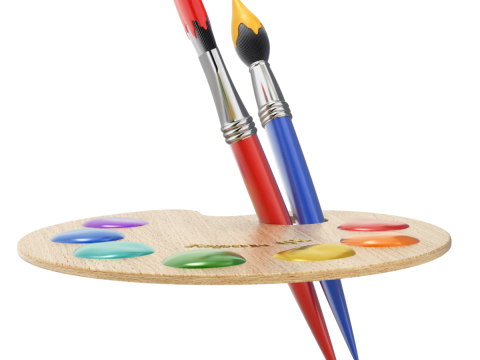 Wooden Artist Palette Modèle 3D