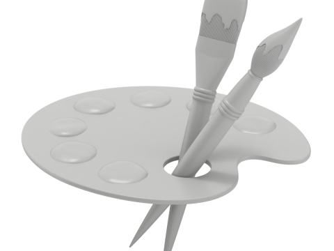 Wooden Artist Palette Modèle 3D
