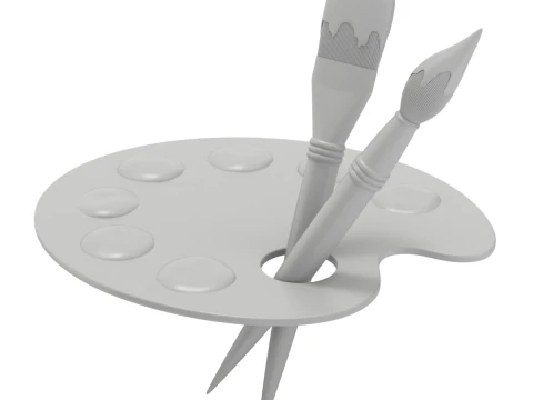 Paleta de artista de madeira Modelo 3D