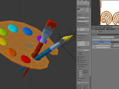 Paleta de artista de madeira Modelo 3D