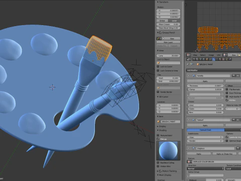 Paleta de artista de madeira Modelo 3D