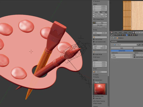 Paleta de artista de madeira Modelo 3D