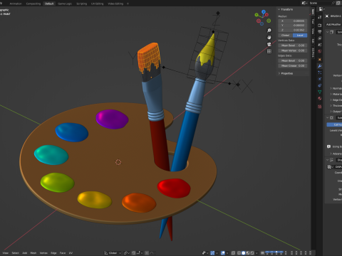 Wooden Artist Palette Modèle 3D