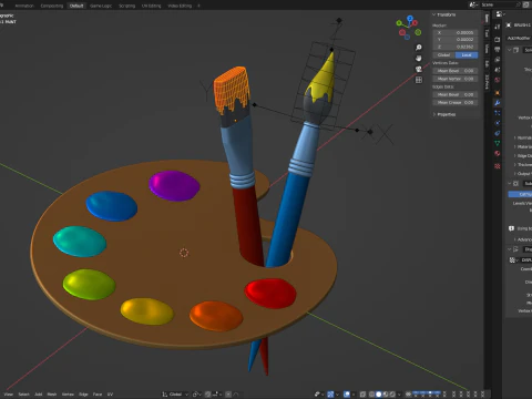 Paleta de artista de madeira Modelo 3D