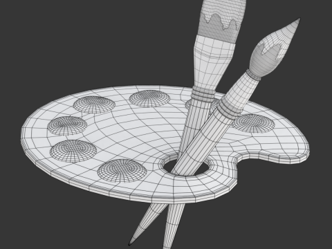 Wooden Artist Palette Modèle 3D
